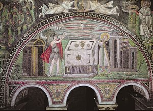 Abel Offering a Lamb and Melchisedech Offering Bread at the Altar, Lunette on the South Wall of the Basilica